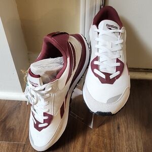 Reebok Classic White and Burgundy Sneakers